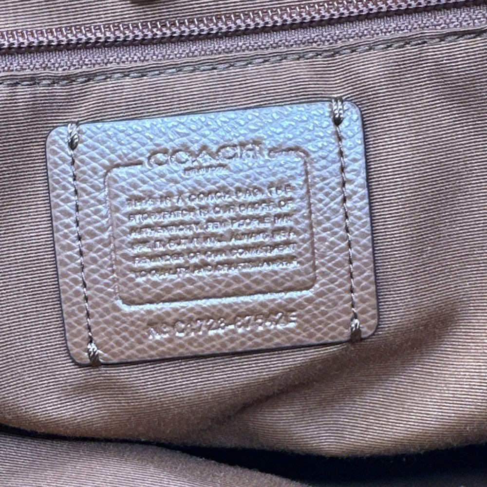 Coach Brown Saffiano Leather Large Double Handle Zip Travel Tote Bag Purse 12x19 - Picture 9 of 12